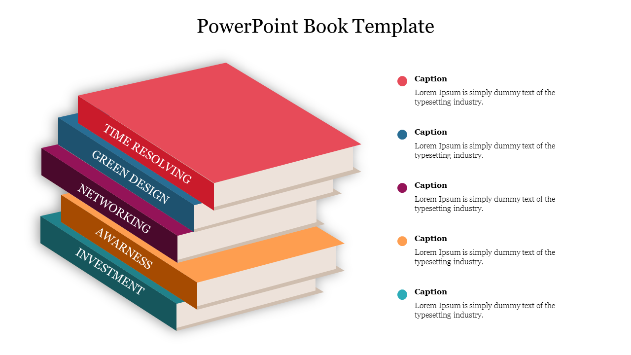 Amazing Powerpoint Book Template Presentation Five Node